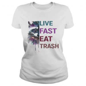 Water Color Raccoon Live Fast Eat Trash ladies tee