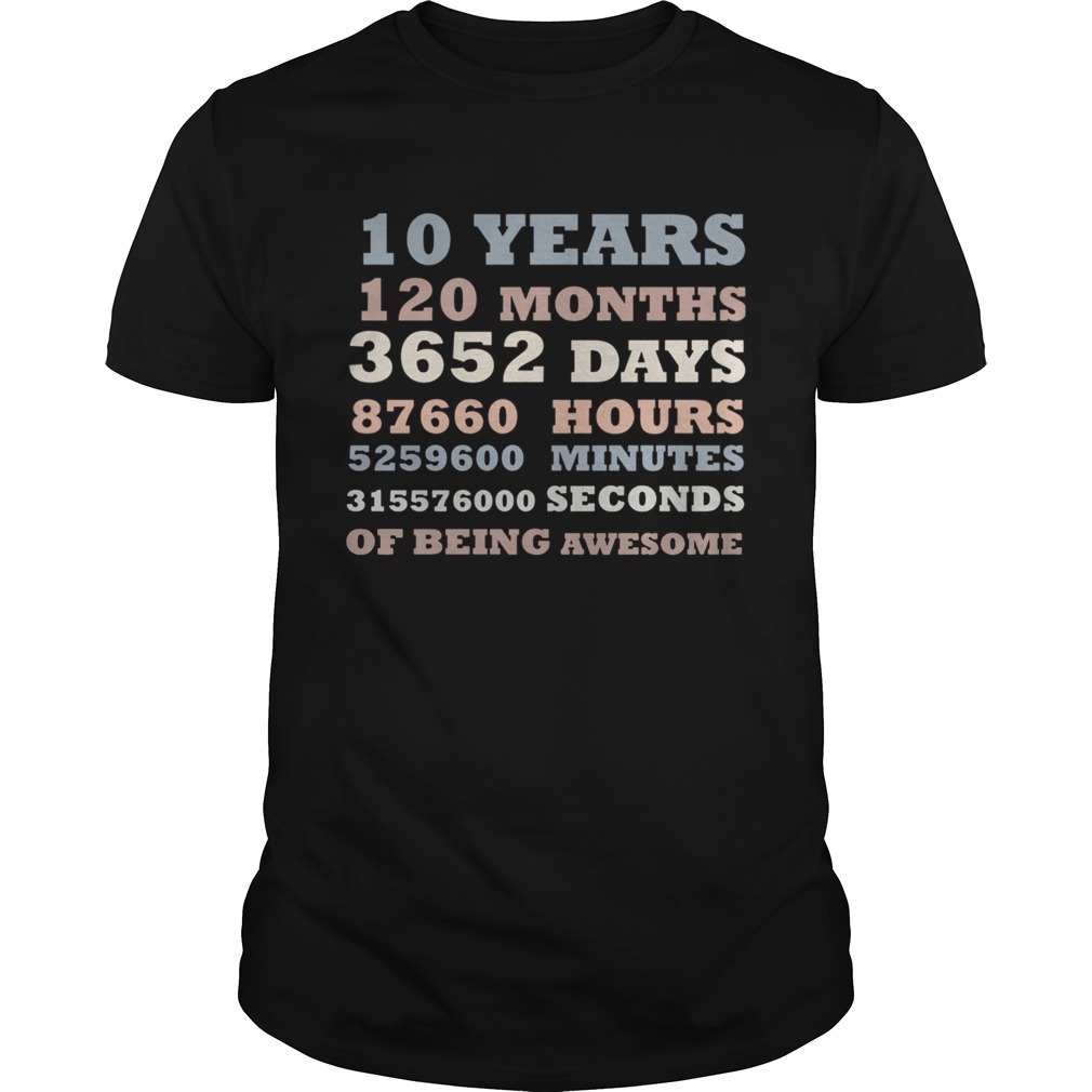 Years Old 10th Birthday Vintage Retro T Shirt 120 Months T-Shirt