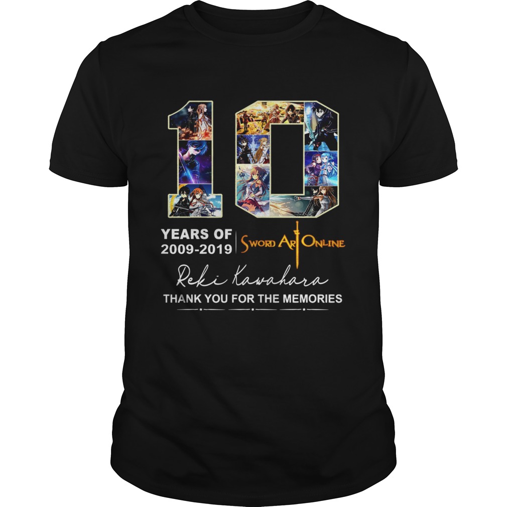 10 Years of Sword Art Online 2009 2019 thank you for the memories shirt