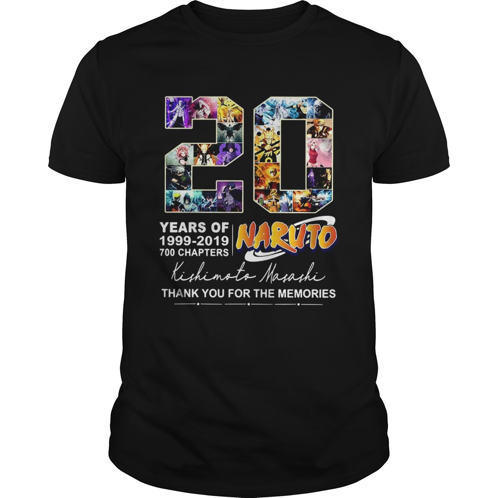 20 Years of Naruto 19992019 700 chapters thank you for the memories shirt