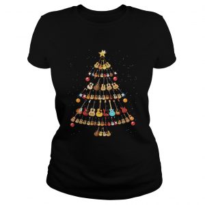 Guitar lovers Christmas tree ladies tee