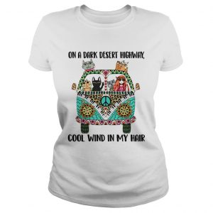 Hippie Girl and cat Tattoos On a dark desert highway cool wind in my hair ladies tee