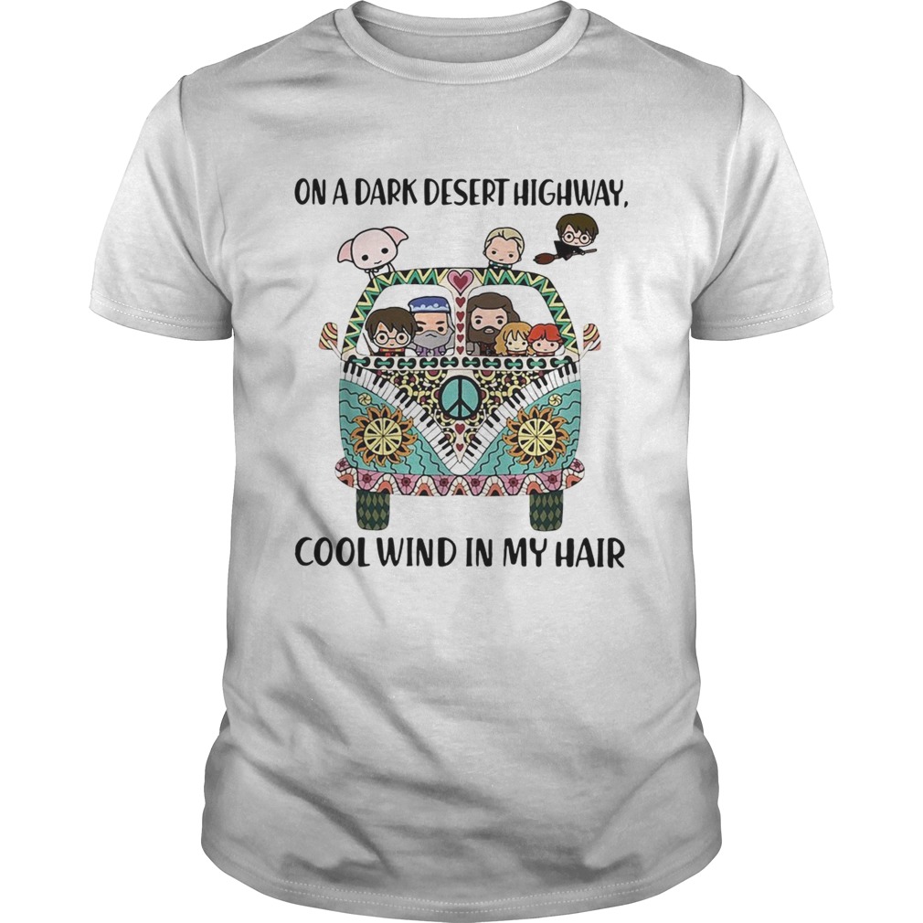 Hippie Harry Potter chibi on a dark desert highway cool wind in my hair shirt