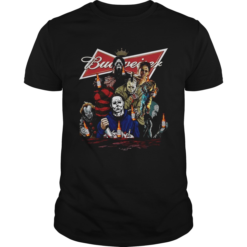 Horror character movie drink Budweiser shirt