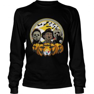 Horror movie characters Pittsburgh Steelers pumpkin longsleeve tee