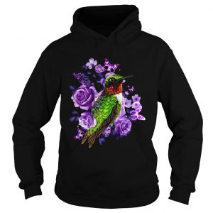 Hummingbird and purple rose flower hoodie