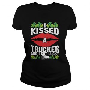 I Kissed A Trucker And I Got Lucky Funny Truckers Wife ladies tee