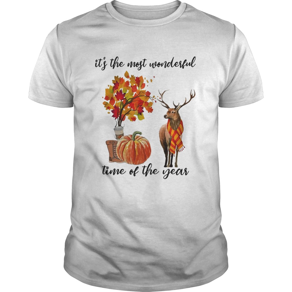 It’s The Most Wonderful Time Fall Autumn Maple Leaf Deer Shirt