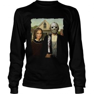 Jason Voorhees and his girlfriend American Gothic longsleeve tee