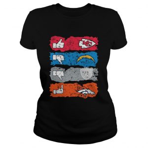 Like Kansas City Chiefs Dislike Los Angeles Chargers Oakland Raiders Fuck Denver Broncos ladies tee