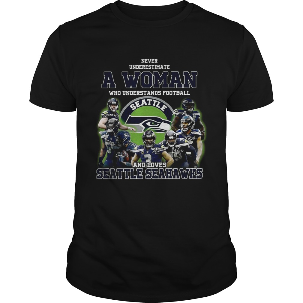 Never underestimate a woman who understands football and loves Seattle Seahawks shirt