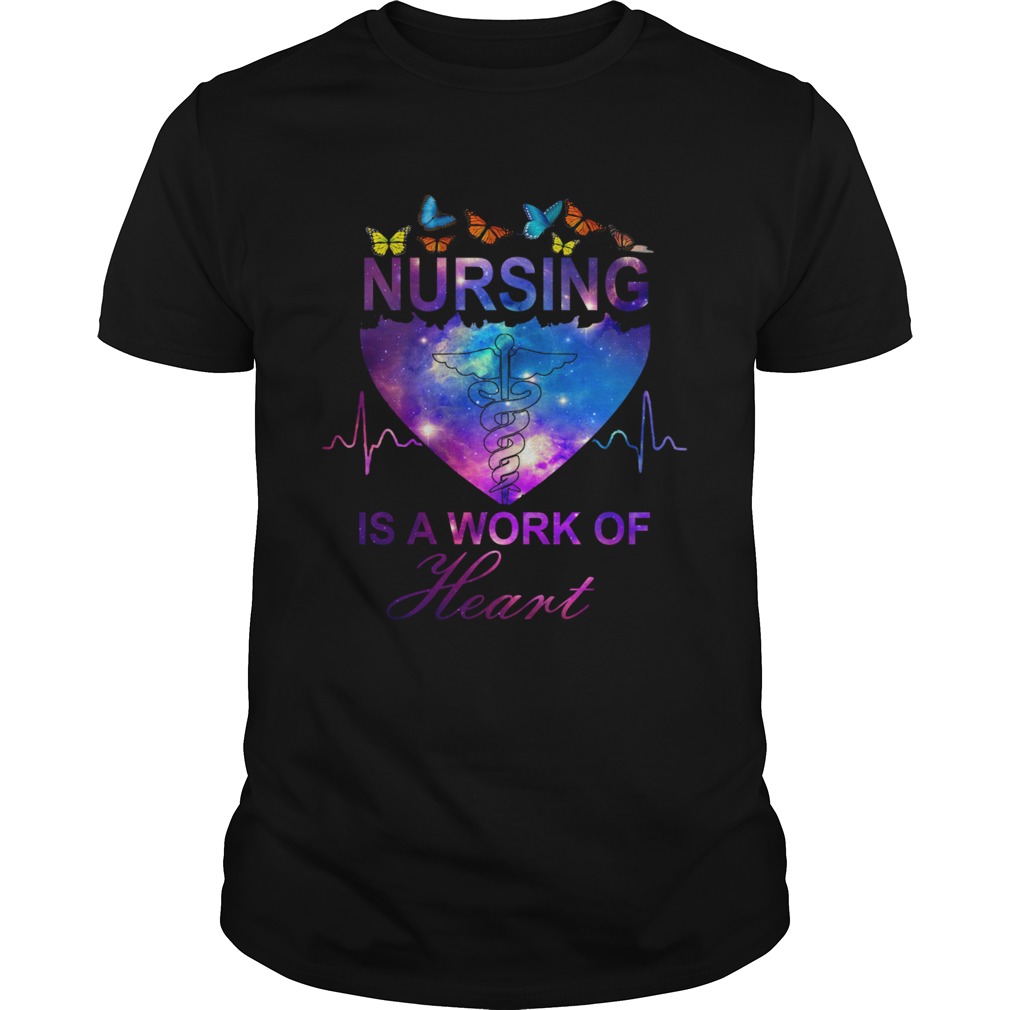 Nursing is a work of heart butterfly shirt