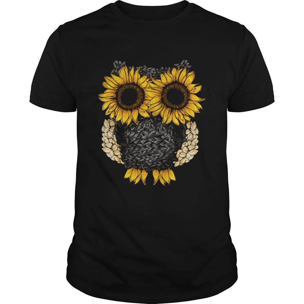 Owl by sunflower and seed shirt