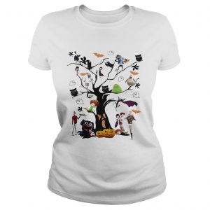 Owl tree Halloween ladies tee