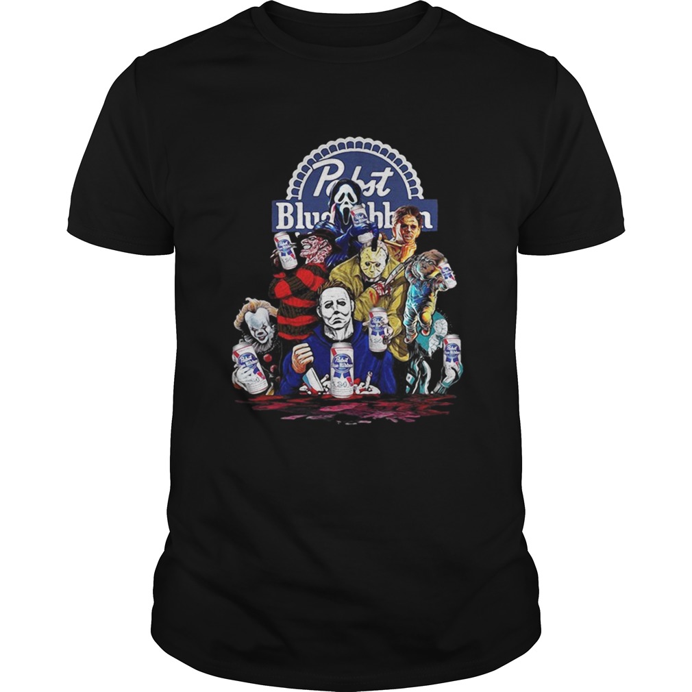 Pabst Blue Ribbon Horror characters Halloween shirt