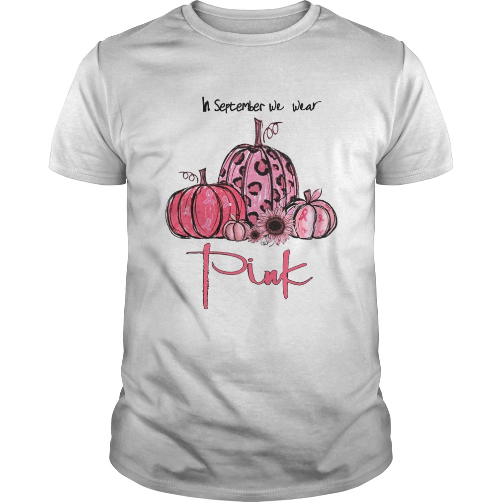 Pumpkin And Sunflower Breast Cancer Awareness In September We Wear Pink Shirt