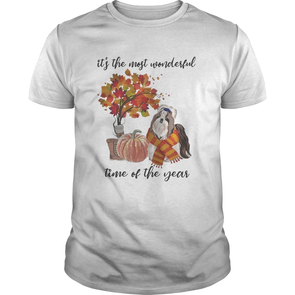 Shih Tzu It’s The Most Wonderful Time Of The Year Fall Autumn Maple Leaf Shirt