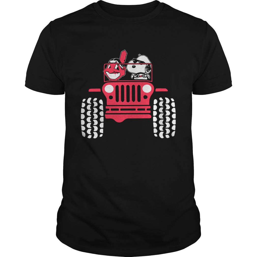 Snoopy and Cleveland Indians driving Jeep shirt