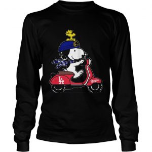 Snoopy driving Vespa Los Angeles Dodgers longsleeve tee