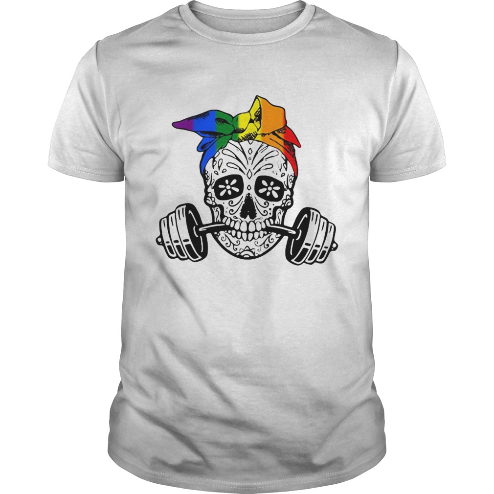 Sugar skull weight lifting LGBT shirt