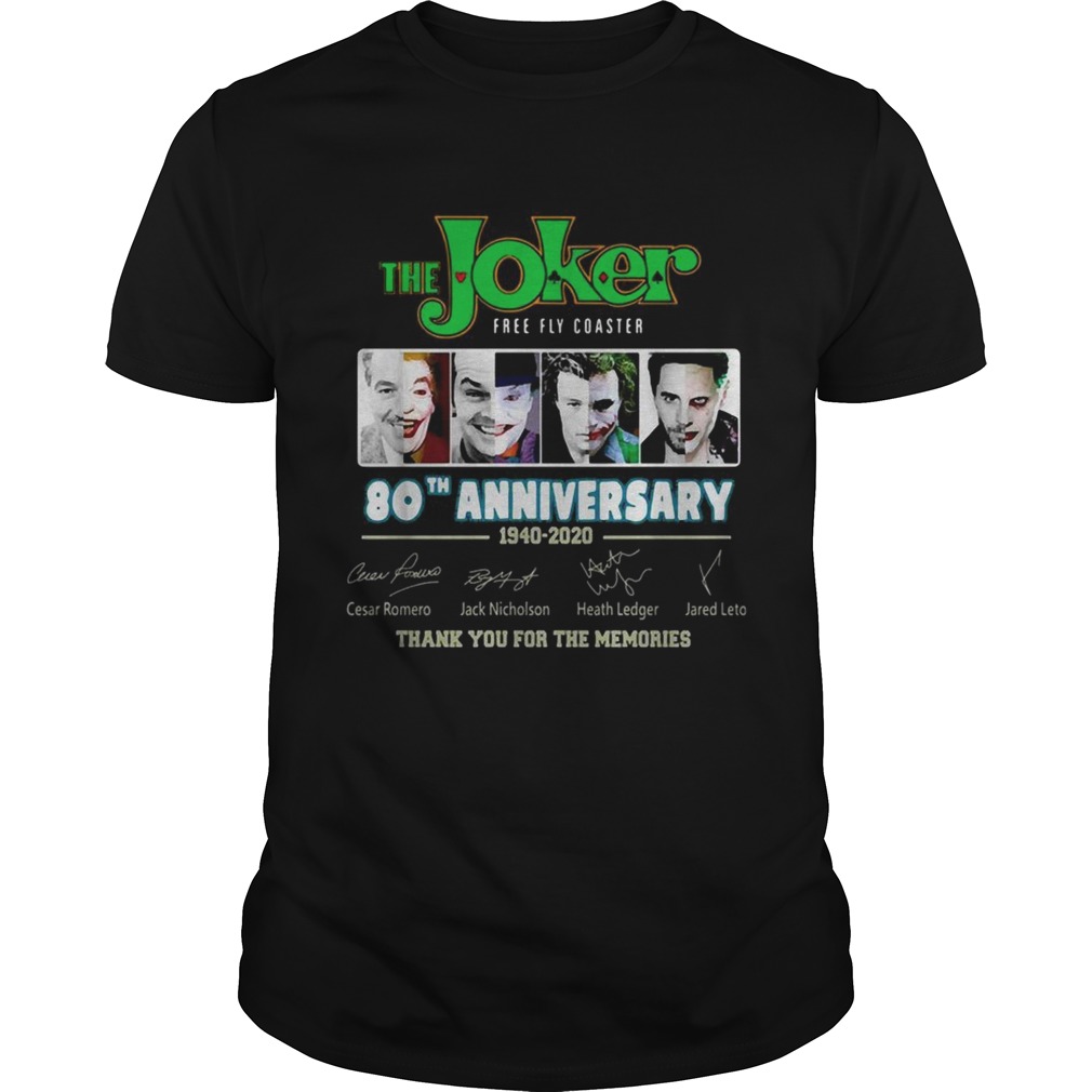 The Joker free fly Coaster 80th anniversary 1940 2020 signatures shirt