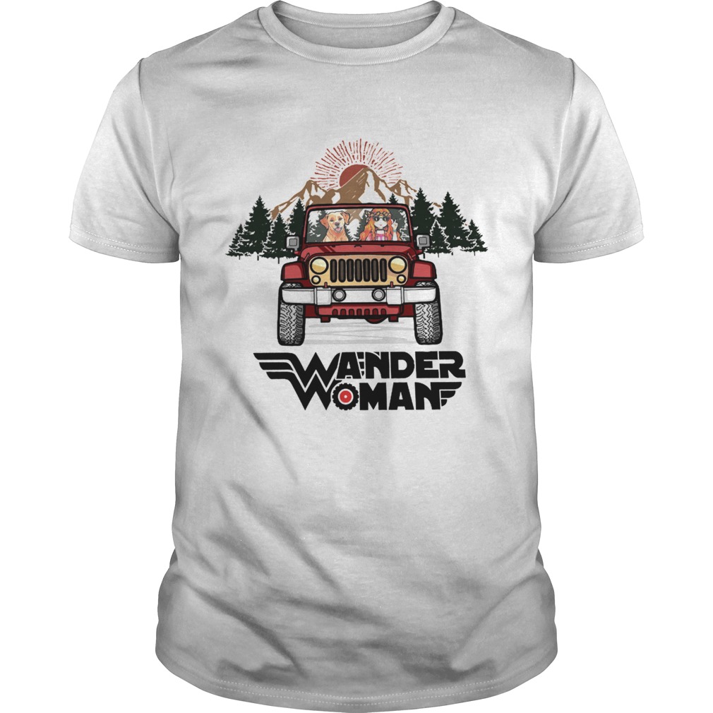 Wander woman and Dogs driving Jeep go camping shirt