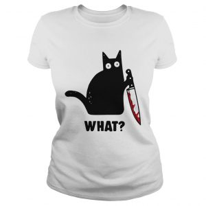 What Black cat hold knife ladies tee