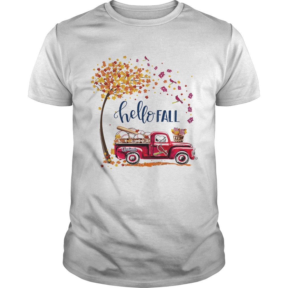 Hello Fall Snoopy driving Cardinals shirt