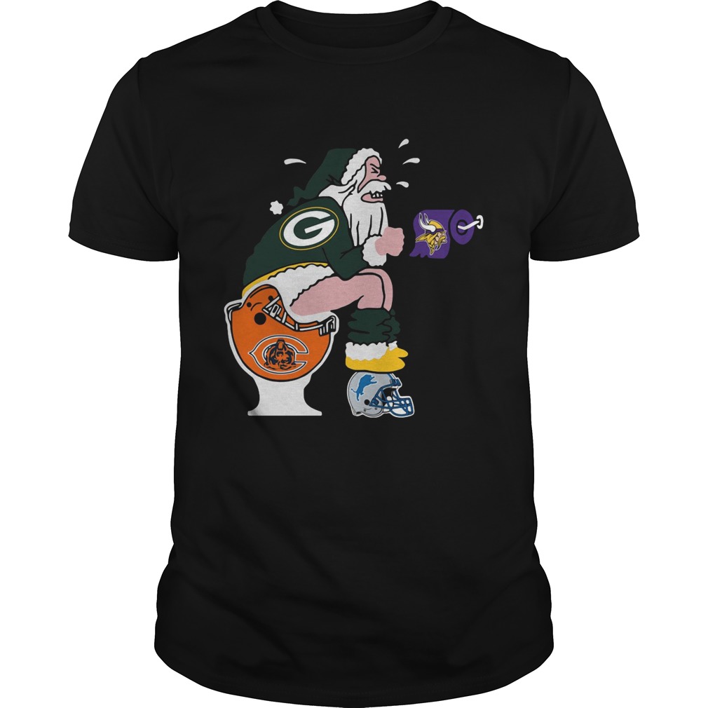 Green Bay Packers Santa shit on Chicago Bears Detroit Lions Minnesota Vikings shirt