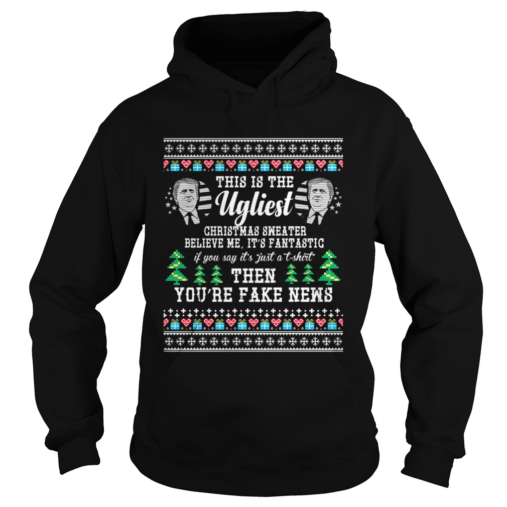 Trump Ugly Christmas Sweater Fantastic Fake News T-Shirt