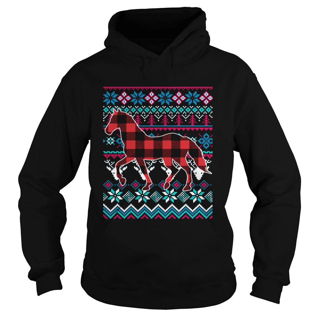 Red Plaid Horse Ugly Christmas Shirt