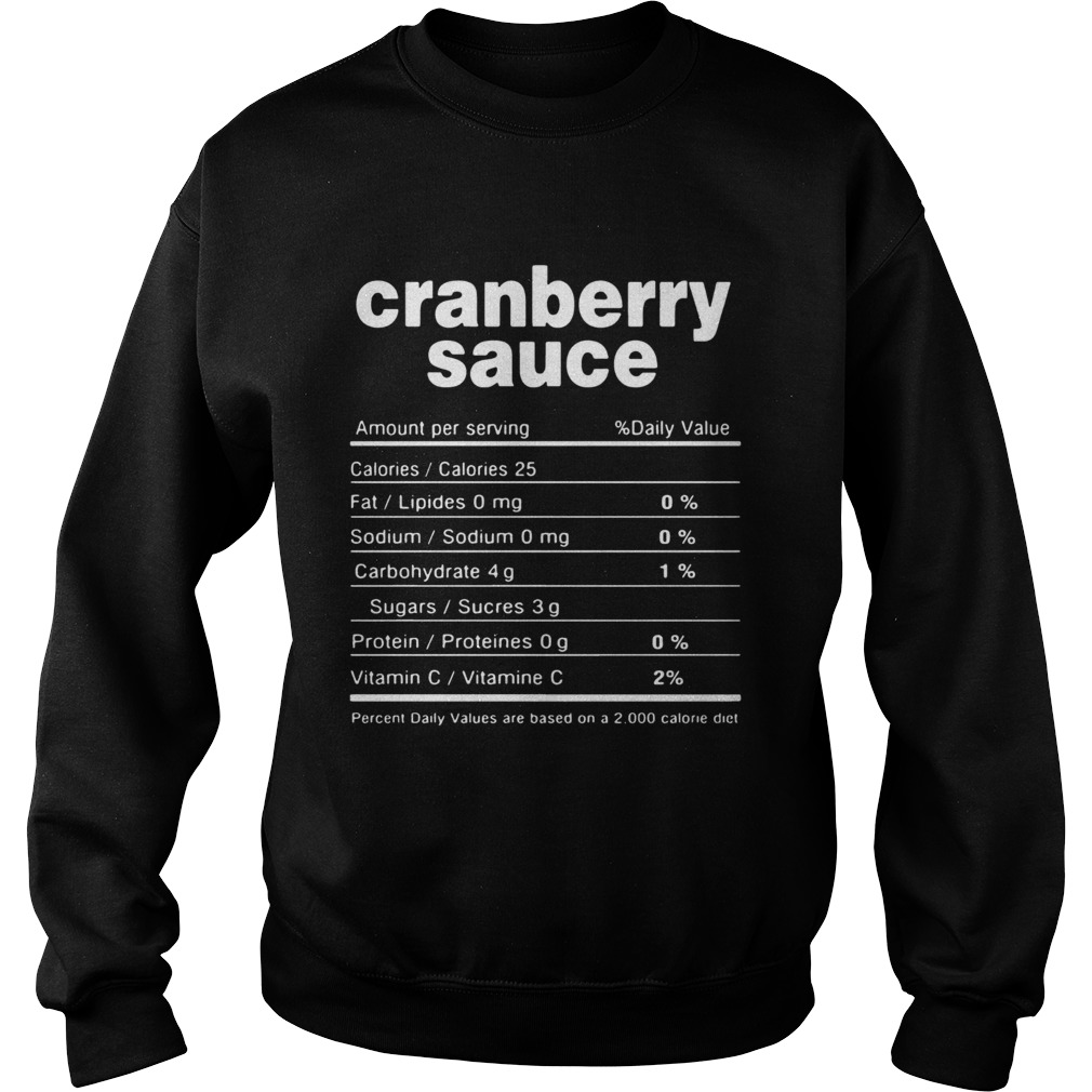 Cranberry Sauce Christmas Food Nutrition Facts Shirt