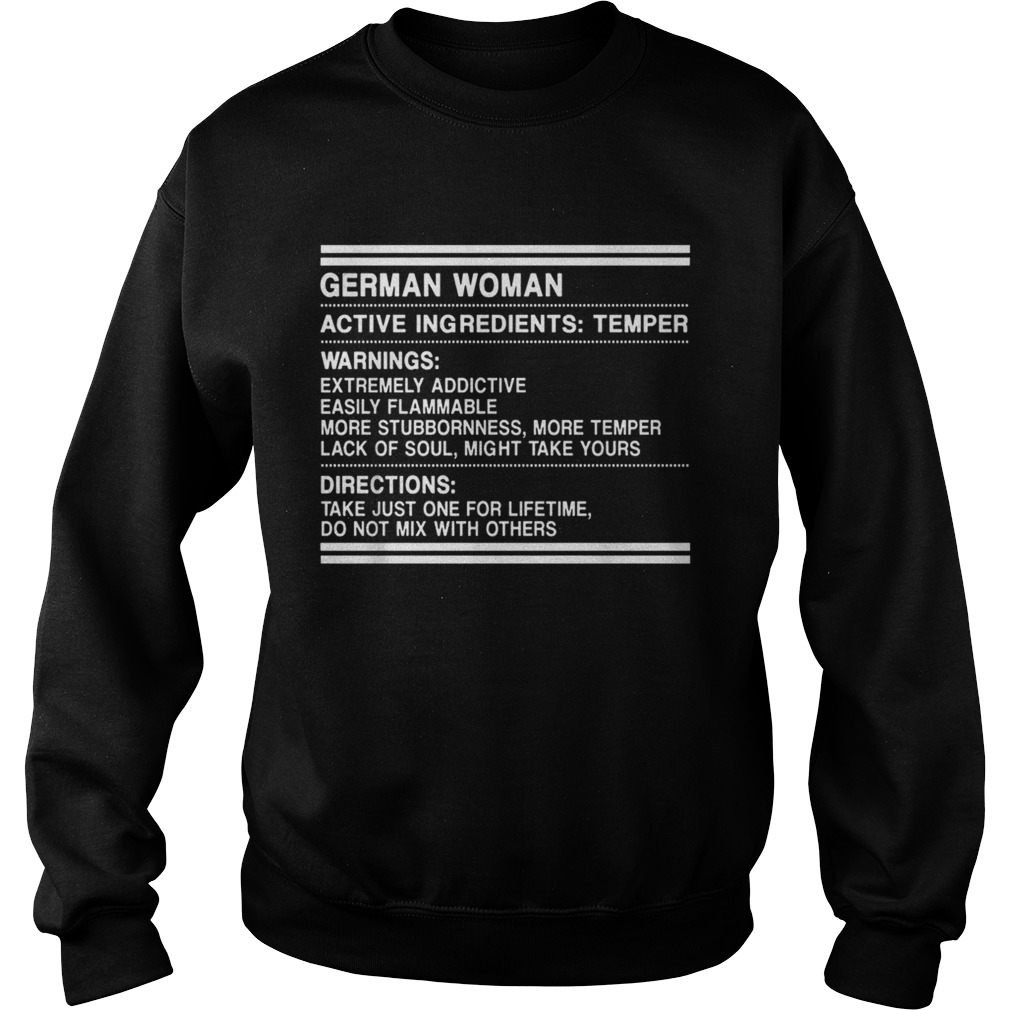 German woman active ingredients temper shirt