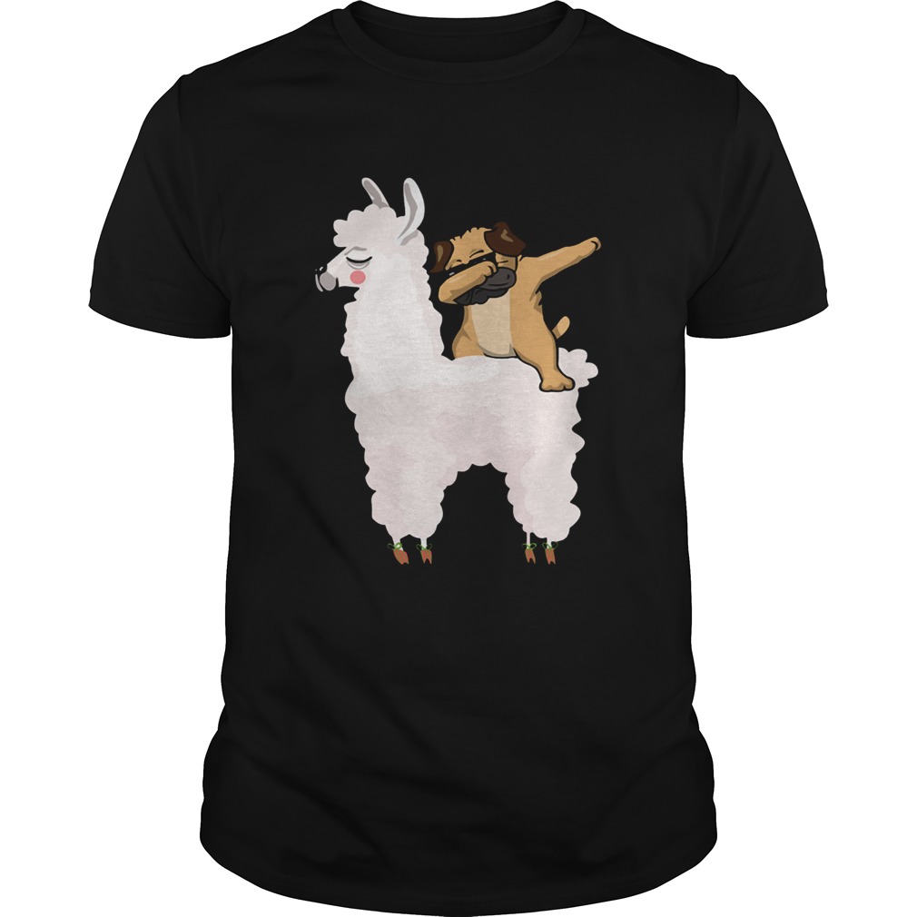 Pug Dabbing Rides Llama Ugly Christmas Gift T-Shirt