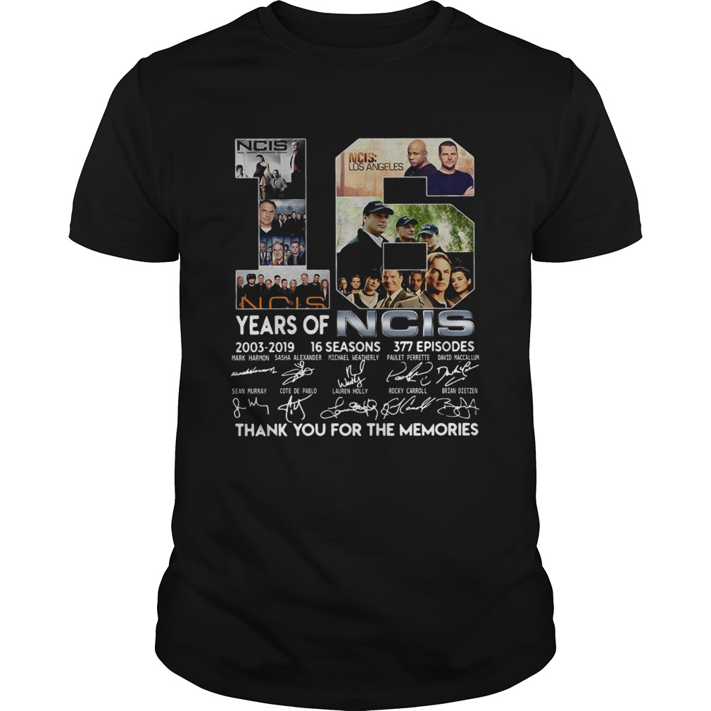 16 Years Of Ncis 2003-2019 16 Seasons 377 Episodes Thank You For The Memories Shirt