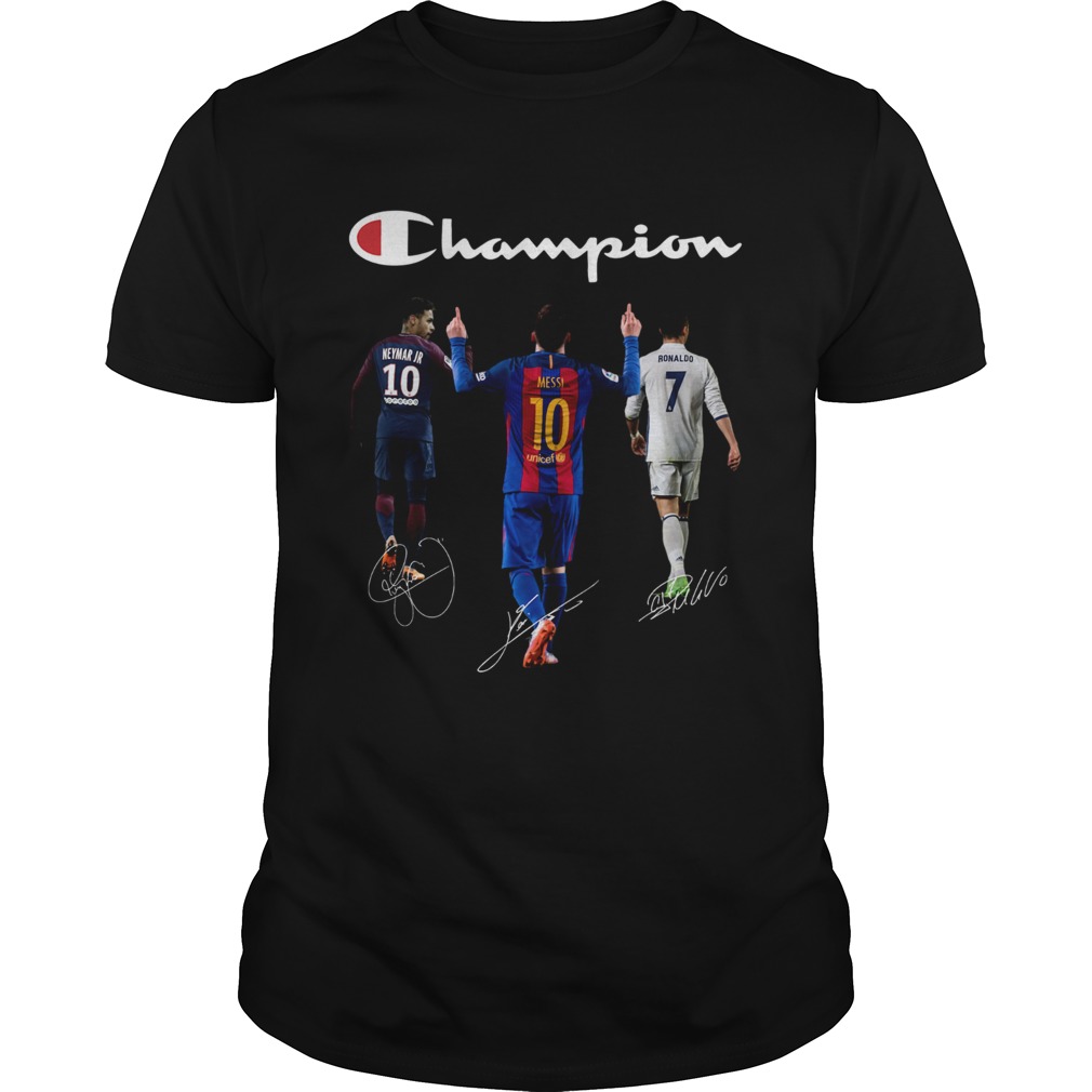 Champions Neymar Jr Messi and Ronaldo shirt