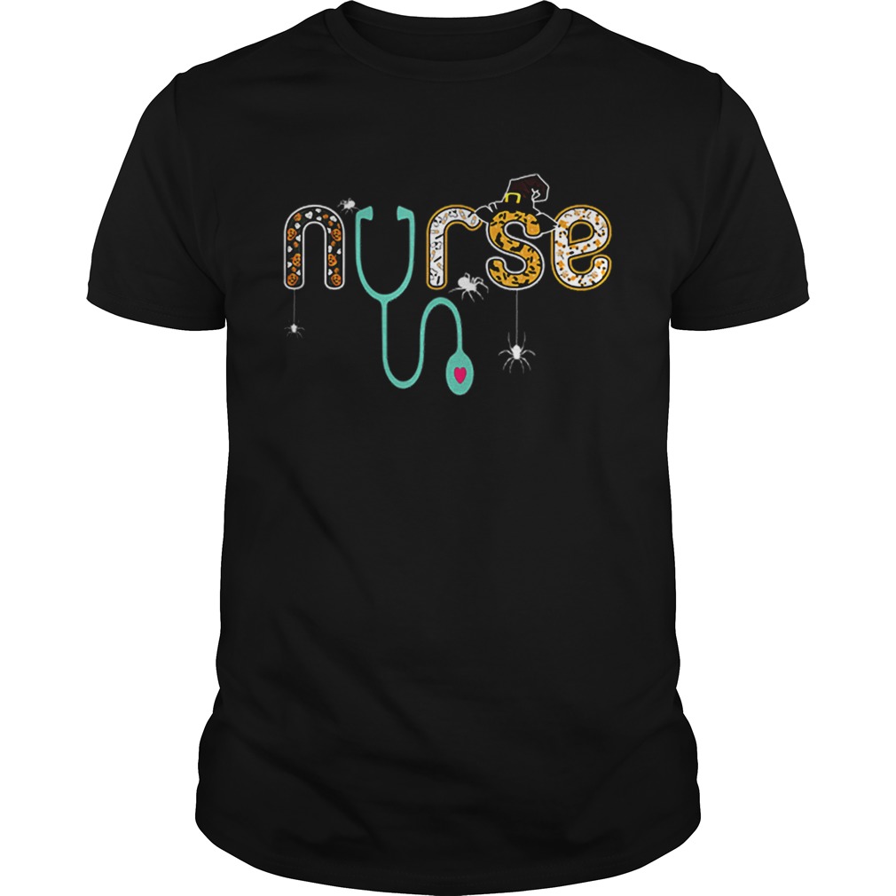 Nurse Halloween Spider Witch hat ghost Stethoscope shirt