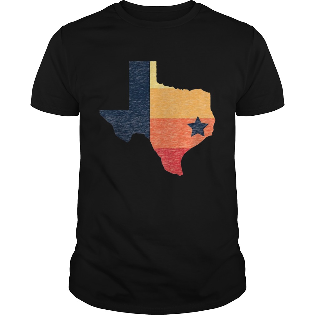 Retro Houston Baseball Colors Vintage Texas Map Shirt