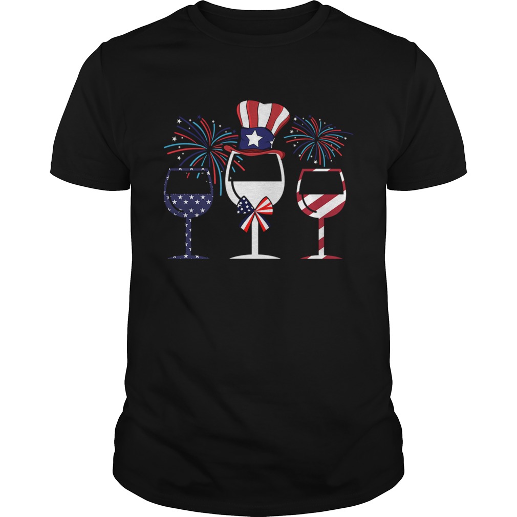 4th Of July American Flag Wine Glass TShirt