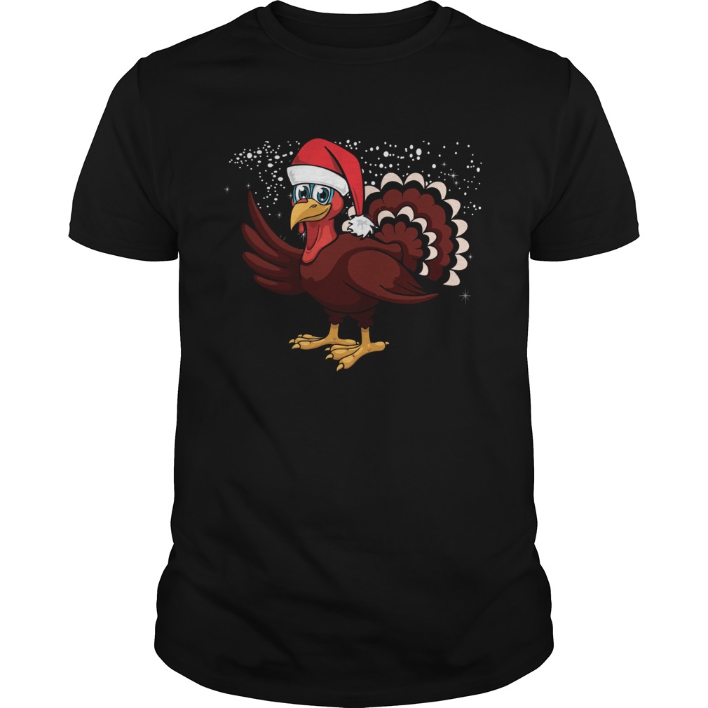 Christmas Pajama Shirt Christmas Turkey Santa Hat Tee T-Shirt