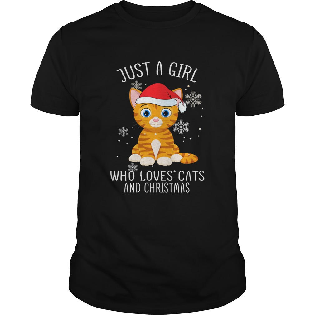 Just A Girl Who Loves Cats And Christmas T Shirt T-Shirt