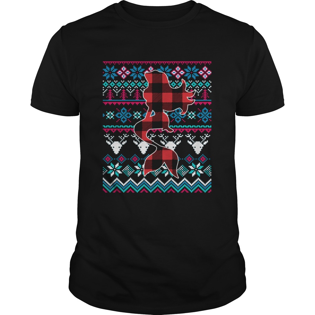 Plaid Mermaid Ugly Christmas Sweater Funny Holiday T-Shirt T-Shirt