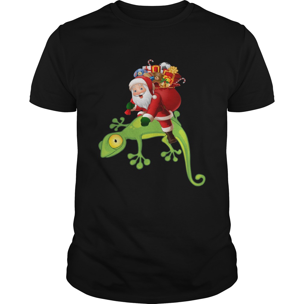 Funny Santa Riding Lizard T-Shirt Christmas Pajama Gifts T-Shirt