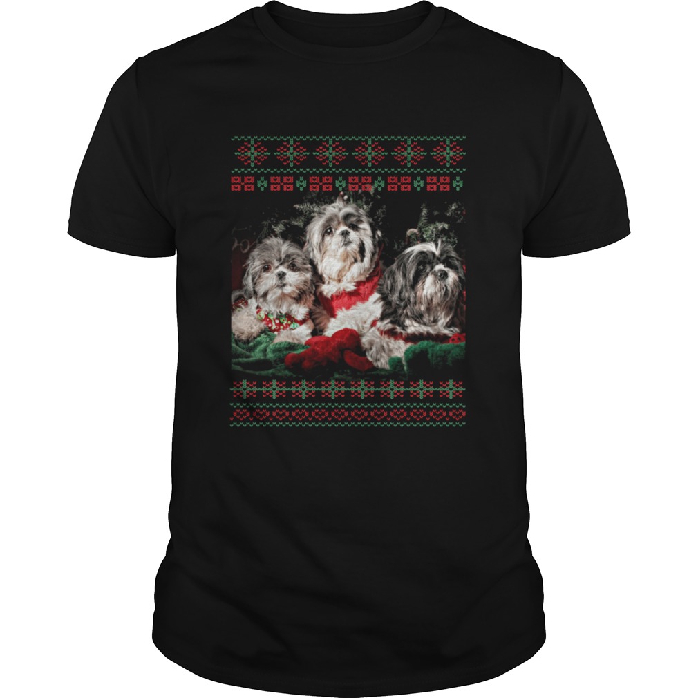 Three Shih Tzu T Shirt For Christmas Shih Tzu Ugly T-Shirt