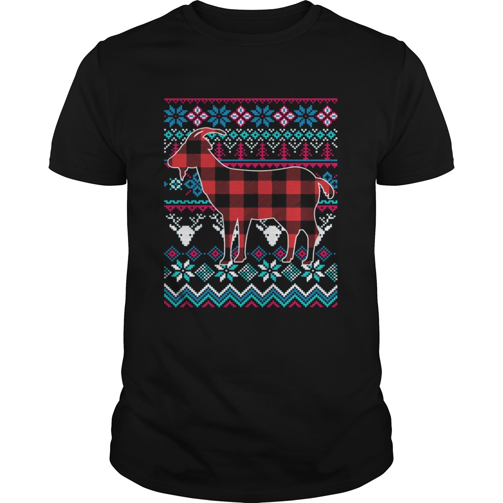 Red Plaid Goat Ugly Christmas Sweater Funny Holiday T-Shirt T-Shirt