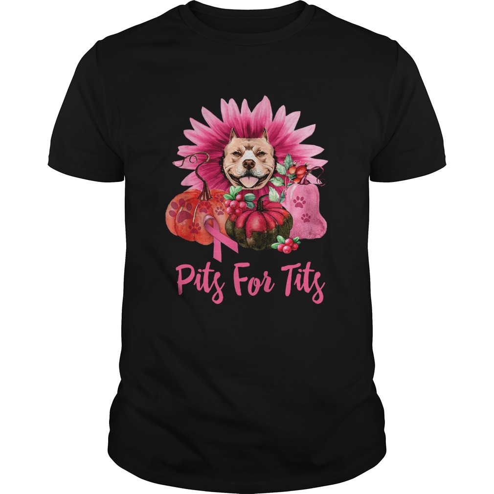 Pits for tits Pitbull Breast Cancer Awareness Gerbera Pumpkin shirt