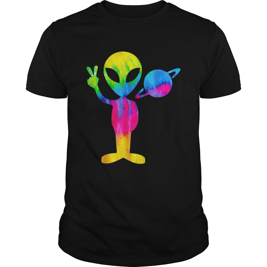 Tie Dye Groovy Space Alien Peace shirt