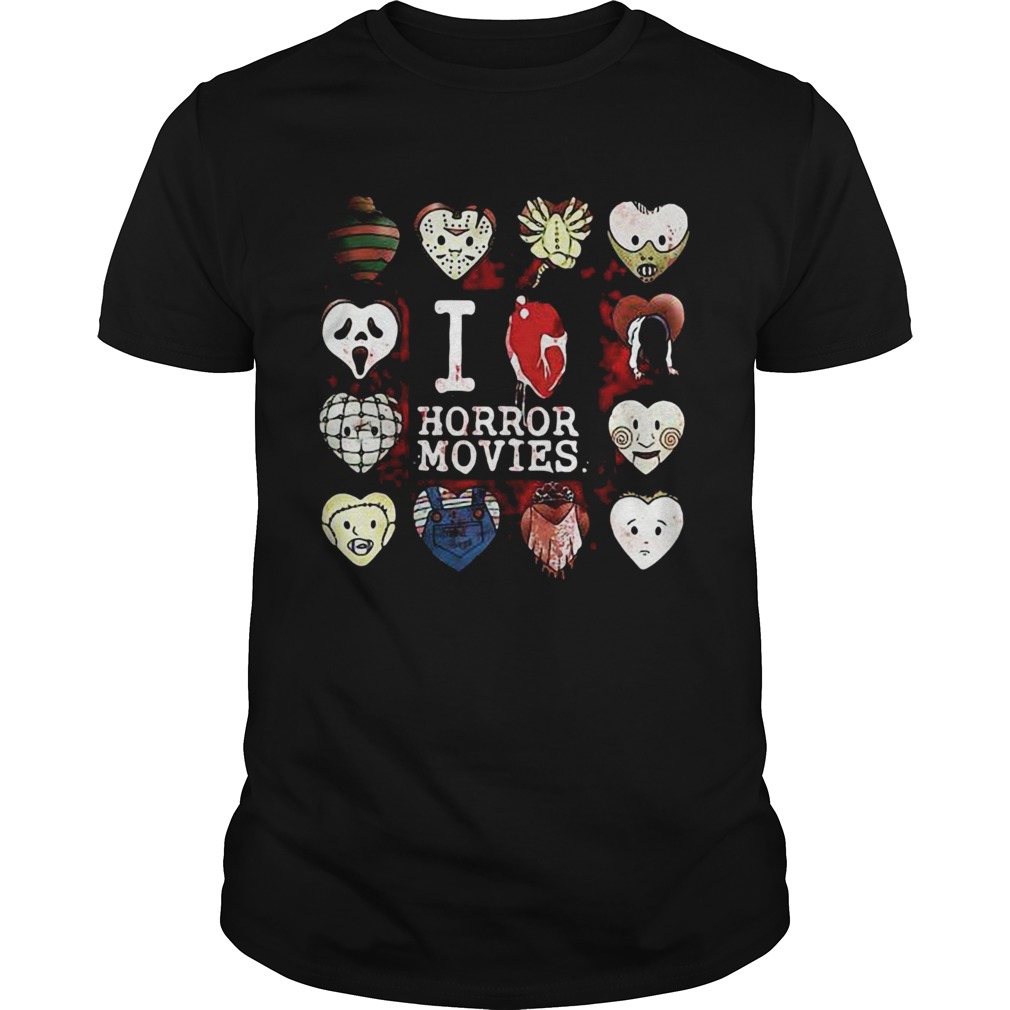 I love horror movies horror character heart face shirt