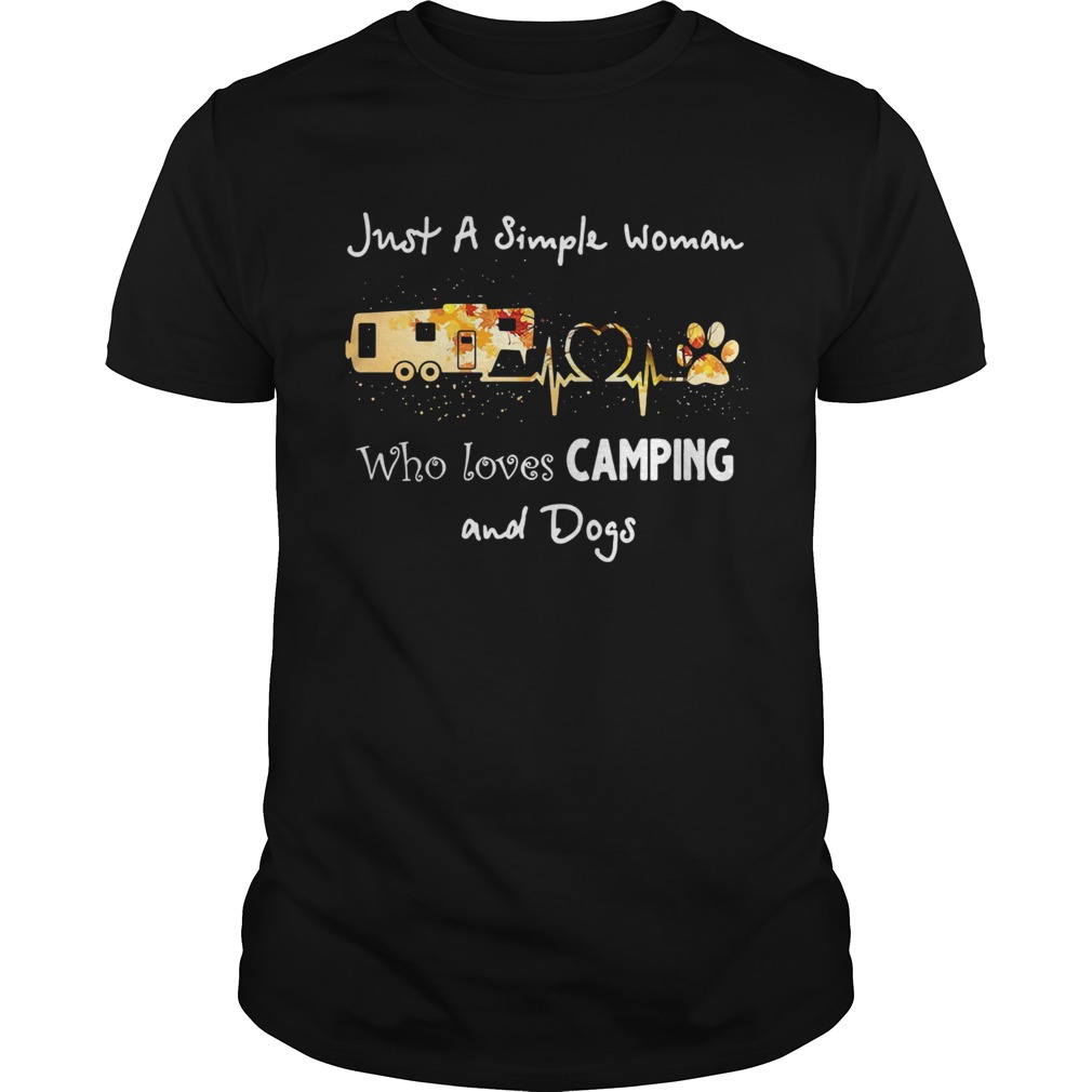 Just a simple woman who loves camping and dogs shirt