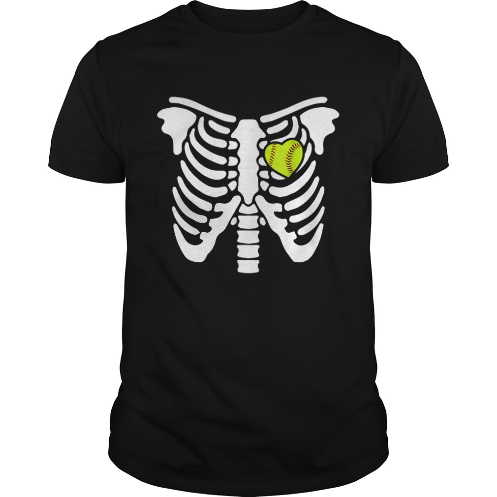 Original Halloween Softball Softball Heart In Ribcage shirt